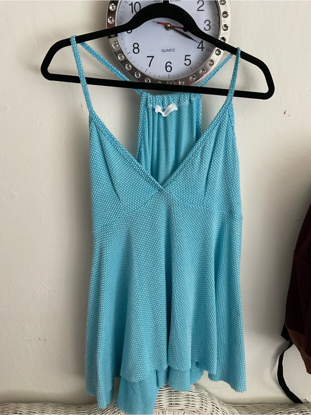 Ces Femme Light Blue Polka Dot Spaghetti Strap Top Size L